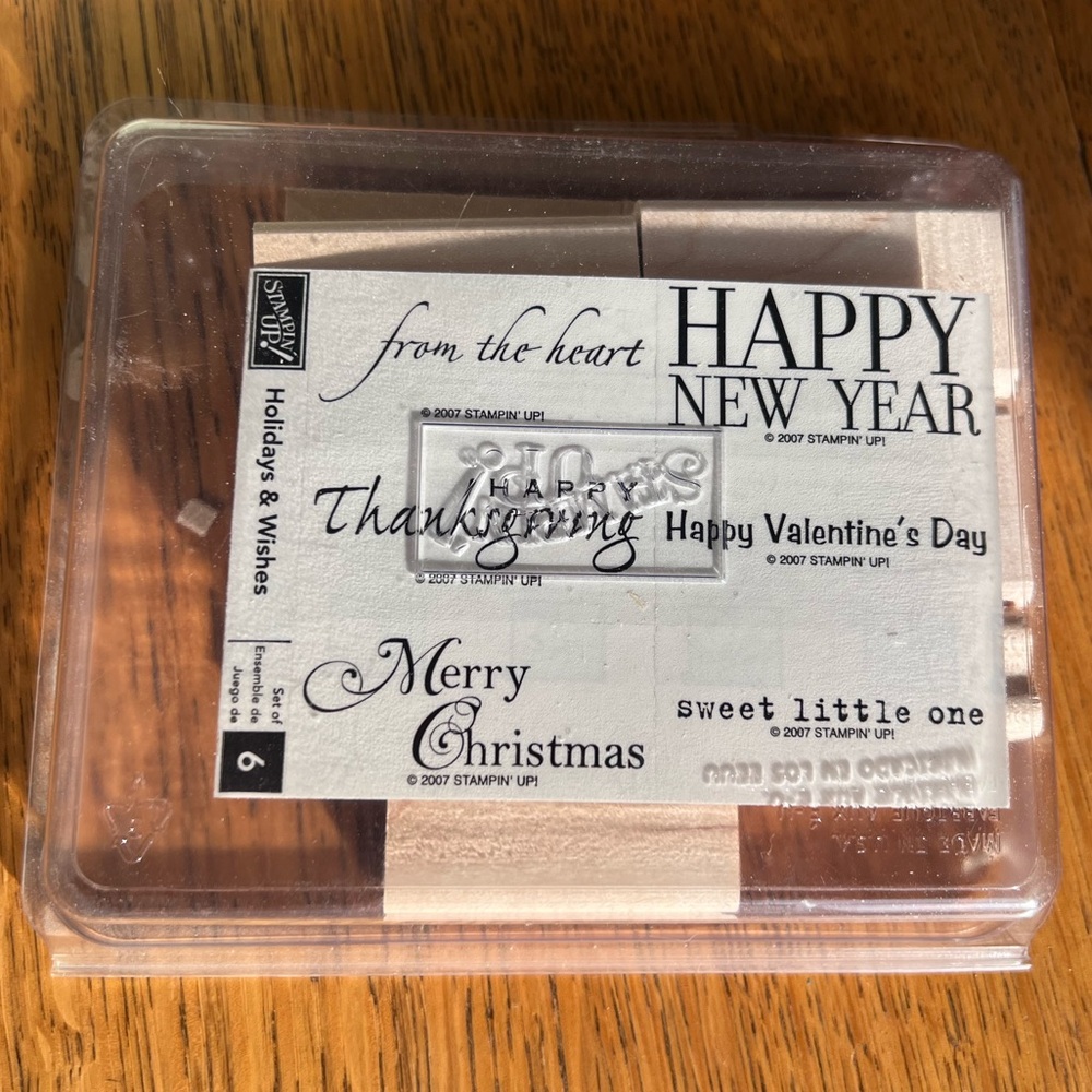 Stampin' Up! 2007 *RETIRED* "Holidays & Wishes" NEW Wood & Rubber Stamp Set